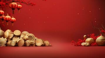 Chinese new year Abstract background, Holiday Celebration events concept, Copy space for text, AI Generative photo