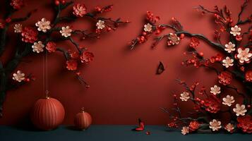 Chinese new year Abstract background, Holiday Celebration events concept, Copy space for text, AI Generative photo