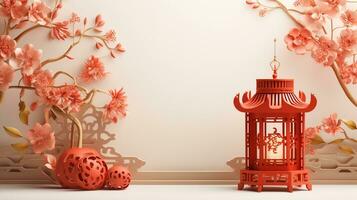 Chinese new year Abstract background, Holiday Celebration events concept, Copy space for text, AI Generative photo