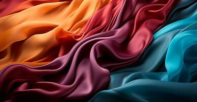 Colored light linen fabric, texture panoramic background - AI generated image photo