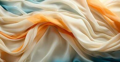 Bright light linen fabric, texture panoramic background - AI generated image photo