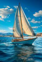 Modern yacht sailing on the sea, sailing yacht - AI generated image photo