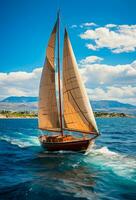 Modern yacht sailing on the sea, sailing yacht - AI generated image photo