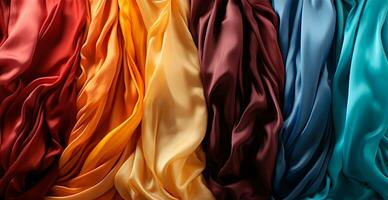 Colored light linen fabric, texture panoramic background - AI generated image photo