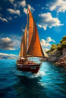 Modern yacht sailing on the sea, sailing yacht - AI generated image photo