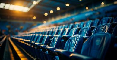 asientos en el estadio, Deportes arena fútbol, hockey, baloncesto, vóleibol, tenis - ai generado imagen foto