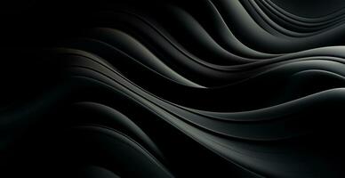 Abstract black background, wavy lines lighting - AI generated image photo