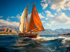 Modern yacht sailing on the sea, sailing yacht - AI generated image photo