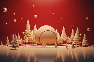 Christmas greeting card. Festive decoration on bokeh background. New Year concept generated with AI photo