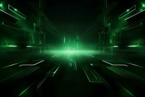 Emerald futuristic technology style template background, AI Generative photo