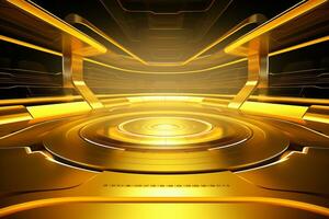 Yellow futuristic technology style template background, AI Generative photo
