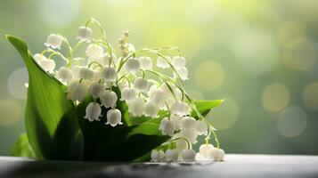 Lily of the Valley with blurred background, AI Generative photo