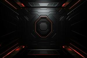 Black futuristic technology style template background, AI Generative photo