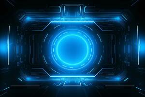 Cyan futuristic technology style template background, AI Generative photo