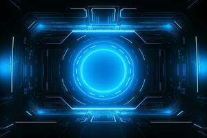 Cyan futuristic technology style template background, AI Generative photo