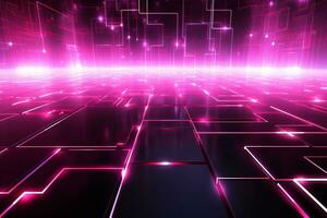 Magenta futuristic technology style template background, AI Generative photo