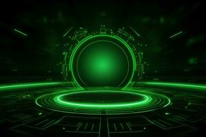 Green futuristic technology style template background, AI Generative photo