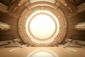 Beige futuristic technology style template background, AI Generative photo