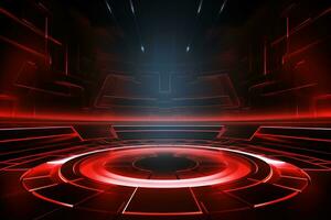 Red futuristic technology style template background, AI Generative photo