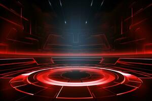 Red futuristic technology style template background, AI Generative photo