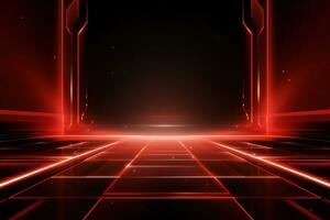 Red futuristic technology style template background, AI Generative photo