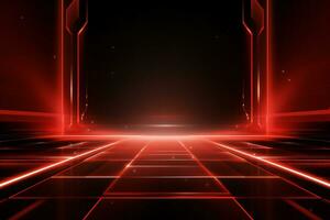 Red futuristic technology style template background, AI Generative photo