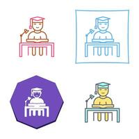 Unique Studying on Desk Vector Icon