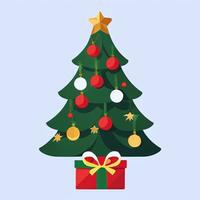 AI generated Christmas Tree Clip Art Icon Sticker Decoration Simple Background photo