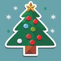 AI generated Christmas Tree Clip Art Icon Sticker Decoration Simple Background photo