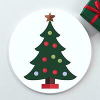 ai generado Navidad árbol acortar Arte icono pegatina decoración sencillo antecedentes foto