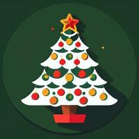 AI generated Christmas Tree Clip Art Icon Sticker Decoration Simple Background photo