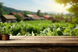 Farm to Table Decor on Empty Wooden Surface, ai generated photo