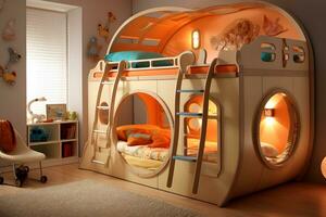 Creative Kids Room Design with Unique Decor, ai generated photo