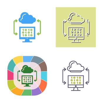 icono de vector de codificación de nube