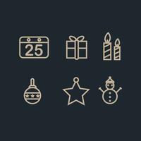 Set of Christmas and New Year icons in thin line style. Vector illustration