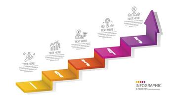 3d escalera infografía elementos diseño con 5 5 opciones, pasos o procesos y márketing lata ser usado para presentación. vector