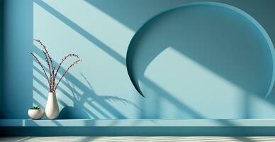 Light pastel studio background for product presentation. Empty room with window shadows - AI generated image photo