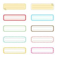 Adorable name tag, Set of colorful label template for decoration notebook sticker vector