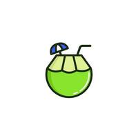 Coconut drink icon with Simple colorfull style Vector Illustration