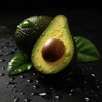 un aguacate en un amarillo antecedentes generado con ai foto