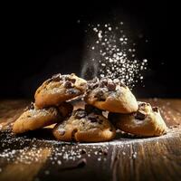 chocolate chip galletas con asperja generado con ai foto