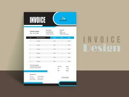 Invoice Design. Business invoice form template. Invoicing quotes, money bills or pricelist and payment agreement design templates. Tax form,  bill graphic or payment receipt. vector