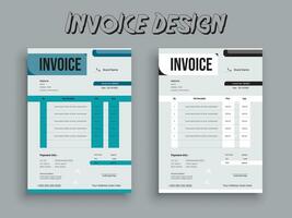 Invoice Design. Business invoice form template. Invoicing quotes, money bills or pricelist and payment agreement design templates. Tax form,  bill graphic or payment receipt. vector