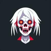 AI generated Zombie Undead Portrait Avatar Clip Art Gamer Icon Sticker Decoration Simple Background photo