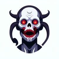 AI generated Zombie Undead Portrait Avatar Clip Art Gamer Icon Sticker Decoration Simple Background photo