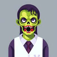 AI generated Zombie Undead Portrait Avatar Clip Art Gamer Icon Sticker Decoration Simple Background photo