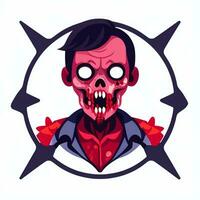 AI generated Zombie Undead Portrait Avatar Clip Art Gamer Icon Sticker Decoration Simple Background photo