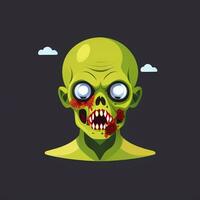 AI generated Zombie Undead Portrait Avatar Clip Art Gamer Icon Sticker Decoration Simple Background photo