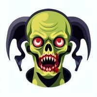 AI generated Zombie Undead Portrait Avatar Clip Art Gamer Icon Sticker Decoration Simple Background photo