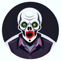 AI generated Zombie Undead Portrait Avatar Clip Art Gamer Icon Sticker Decoration Simple Background photo